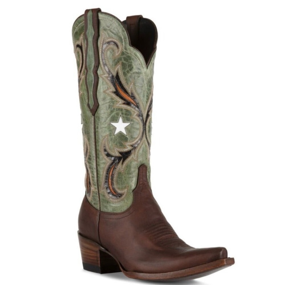 AZULADO Womens Bonnie
Western Cowgirl Boots Green Brown
Leather Boot